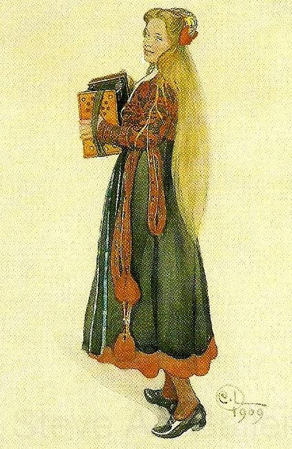 Carl Larsson flicka i bygdedrakt-lisbeth i sin delsbodrakt